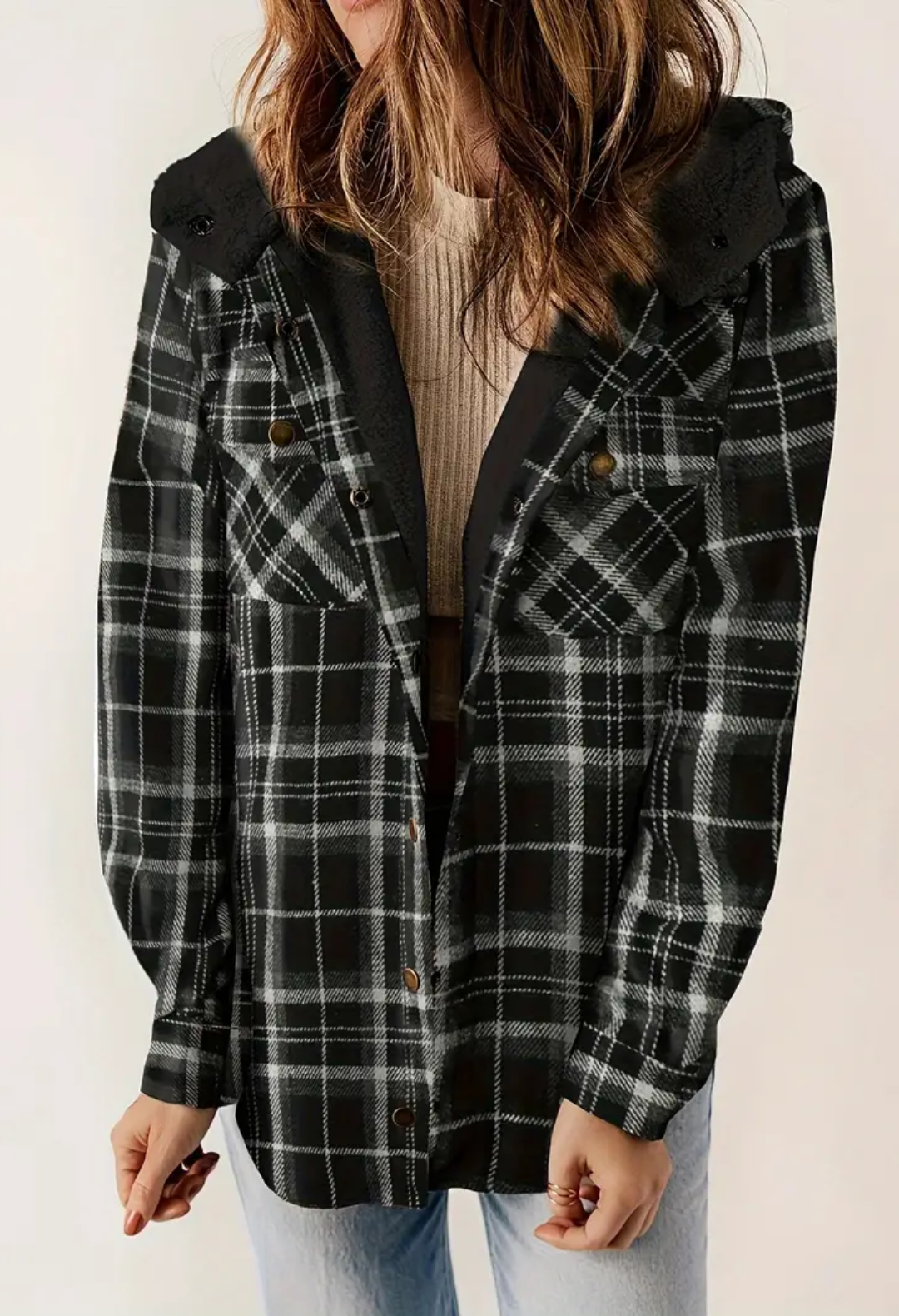 Fuzzy Flannel Hoodie