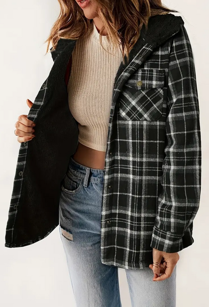 Fuzzy Flannel Hoodie